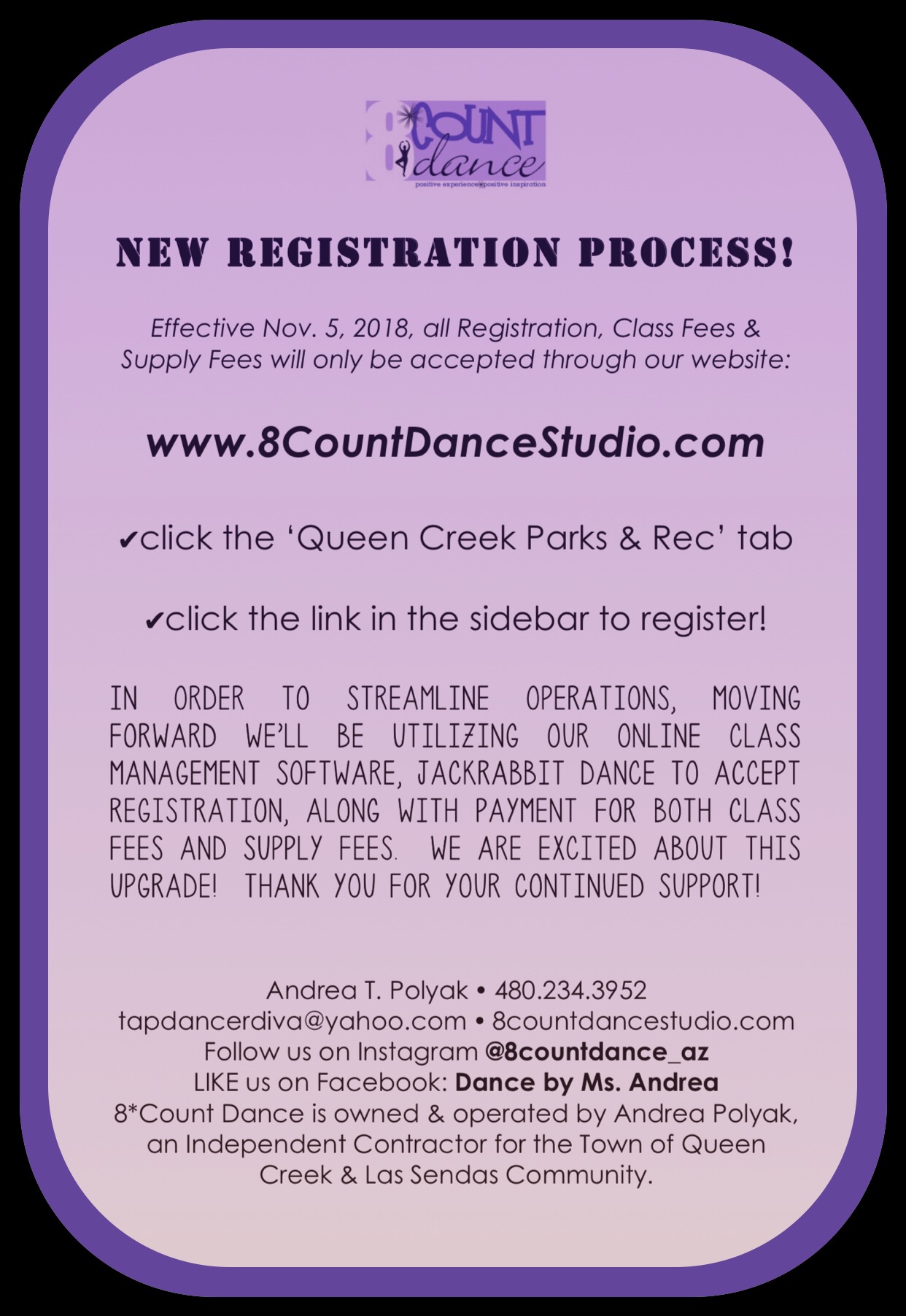 QC New Registration!!! 8 Count Dance Studio